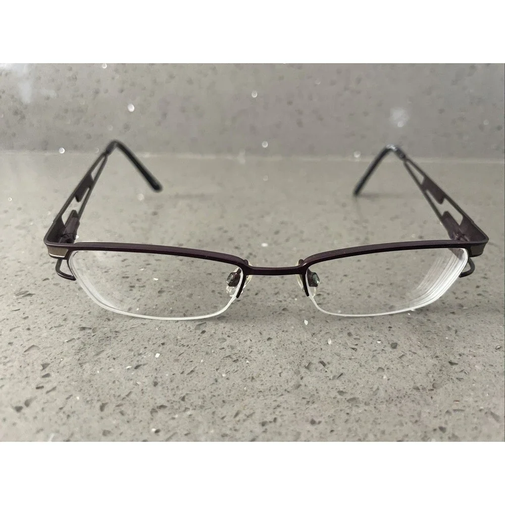CEN ADP016 Eyeglasses 48-17-130 FRAMES ONLY BLK CEN Half Rim Purple bronze